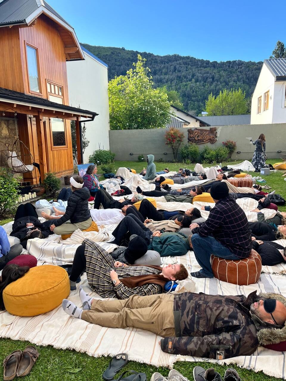 A group resting during a Beacon session