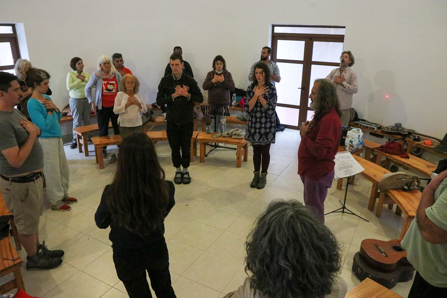 The team preparing the room before a gathering